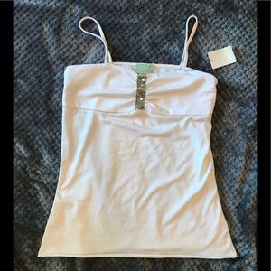 NWT super cute Tank Top white with silver sequins